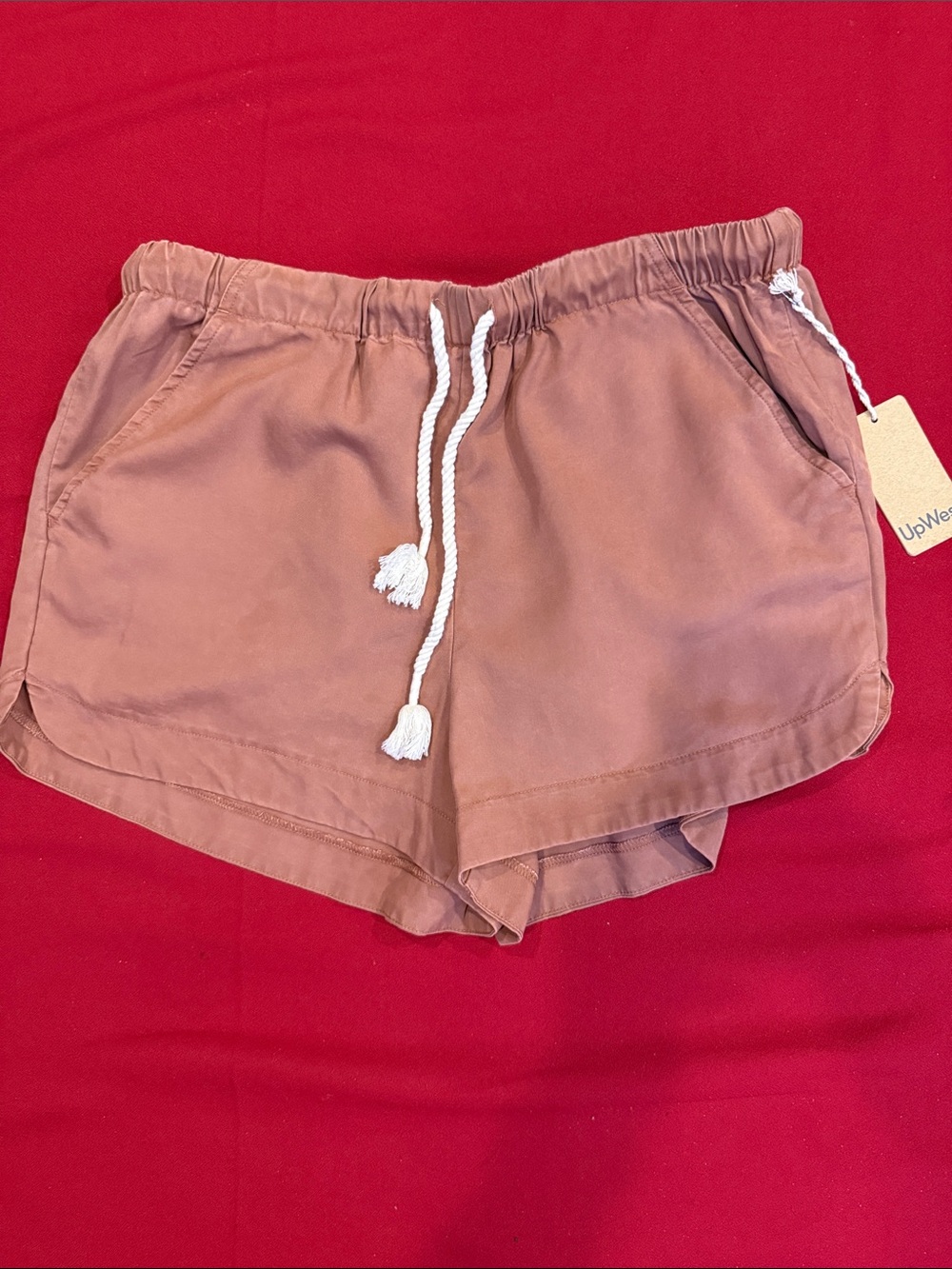 UpWest Rose-Tan Drawstring Athletic Shorts new with tags